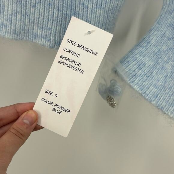 Design 365 Sweater S Blue Ribbed Pullover Balloon Sleeves Preppy NEW Retro Twee - Picture 7 of 7